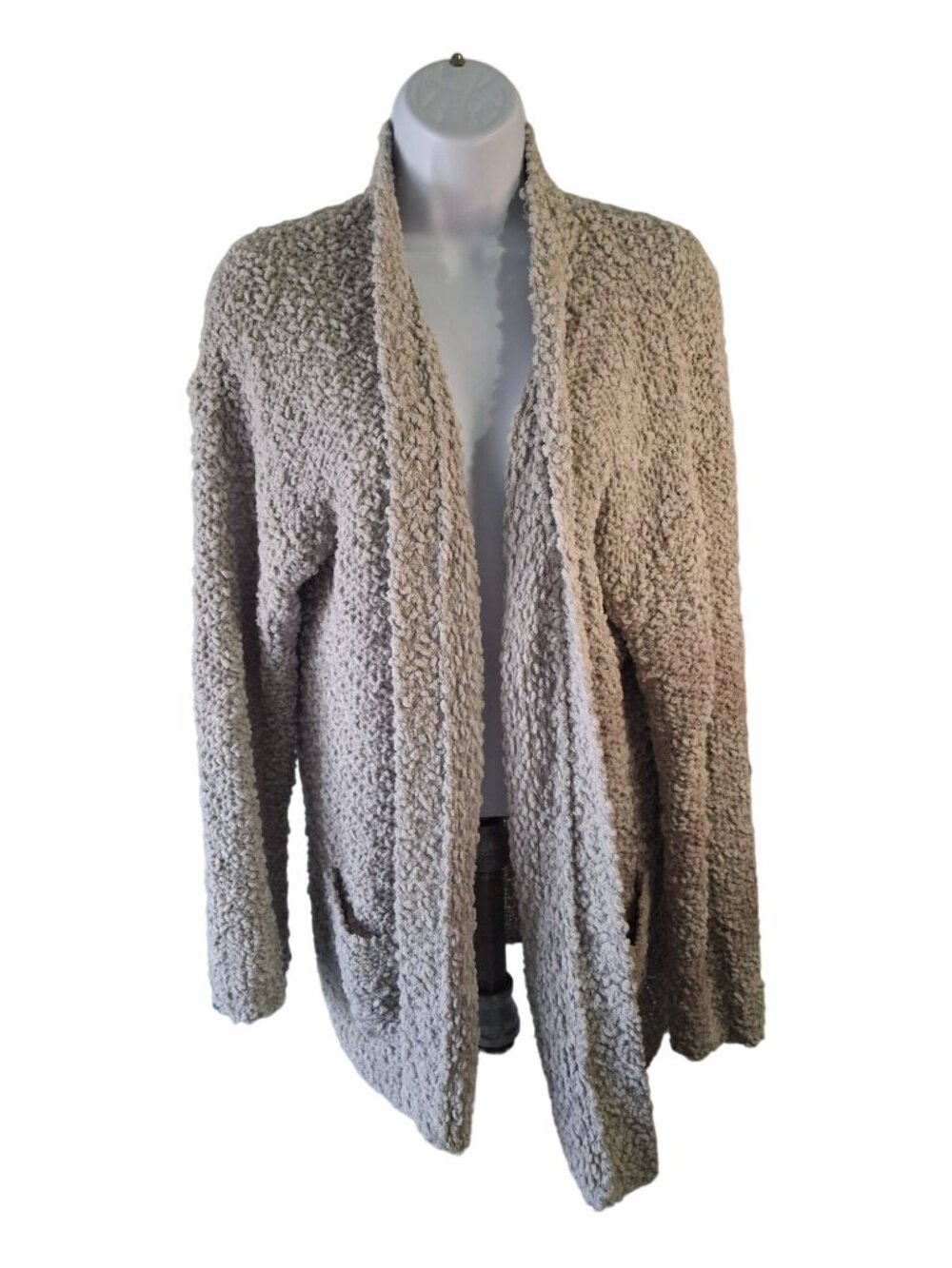 Eesome Popcorn Knit Cardigan S/M Gray Cozy Open Front Boho Cozy Chic Soft Girl